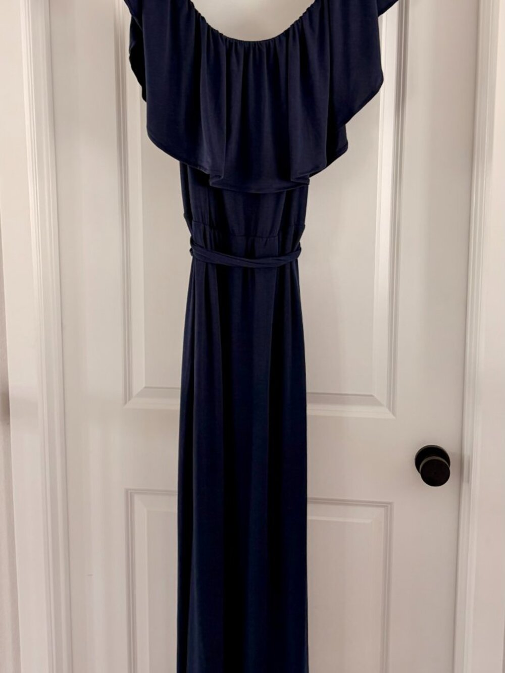 NWT Navy Off Shoulder Maxi Dress With Pockets Size 26 - Picture 4 of 4